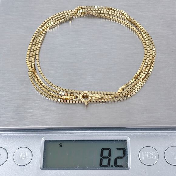 Danecraft Gold Tone Box Link Chain Necklace | Italian Sterling Silver 925 | 30" - Picture 4 of 4